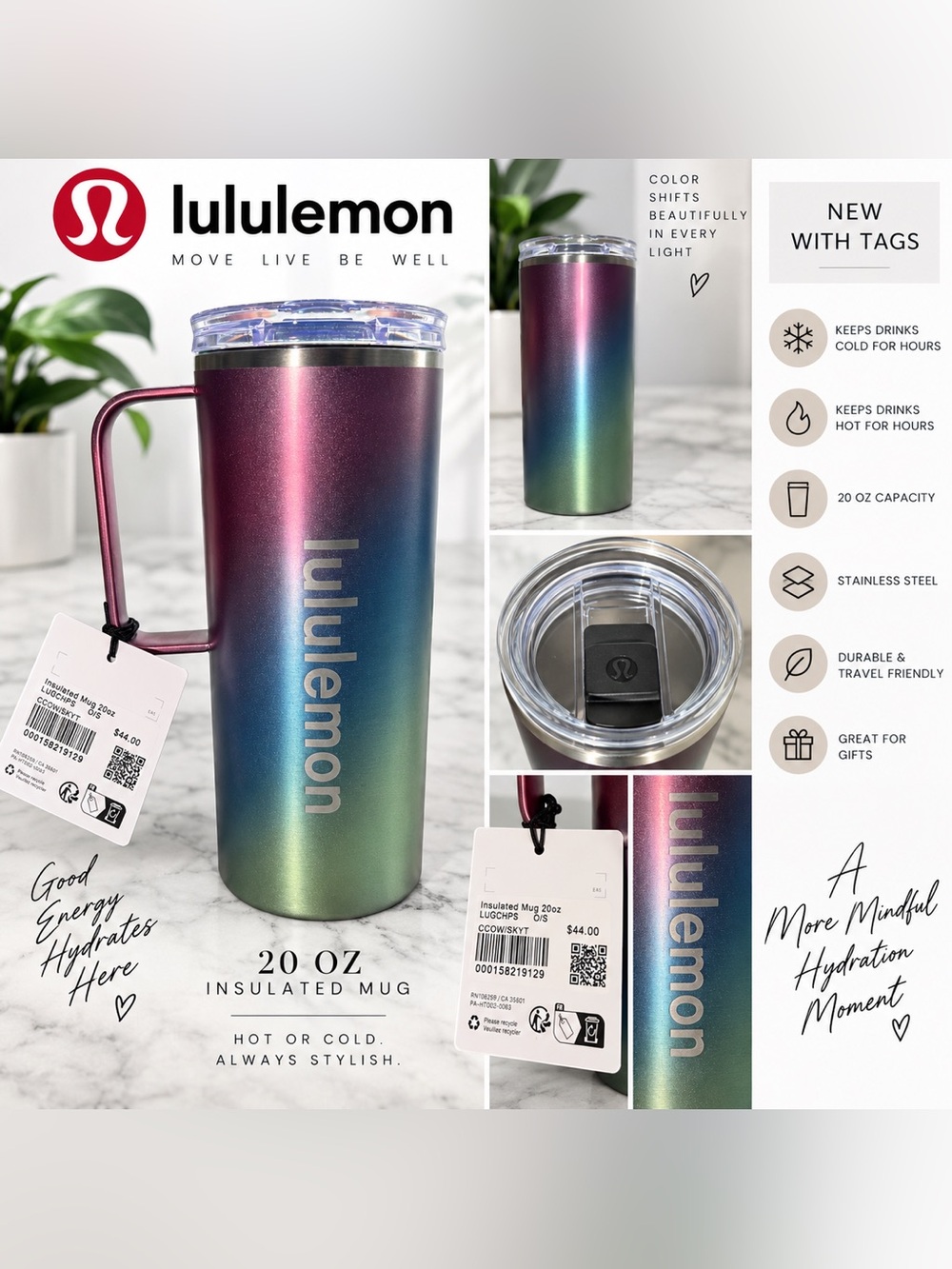 Lululemon Insulated Mug 20oz Color Shift Ombre Tumbler NWT